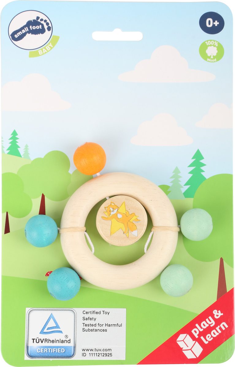 Montessori Beißring aus Holz und Perlen in Geschenkverpackung Small Foot