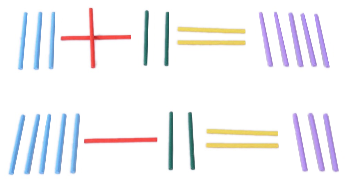 Mathematik und Grundrechenarten lernen mit bunten Rechenstäbchen