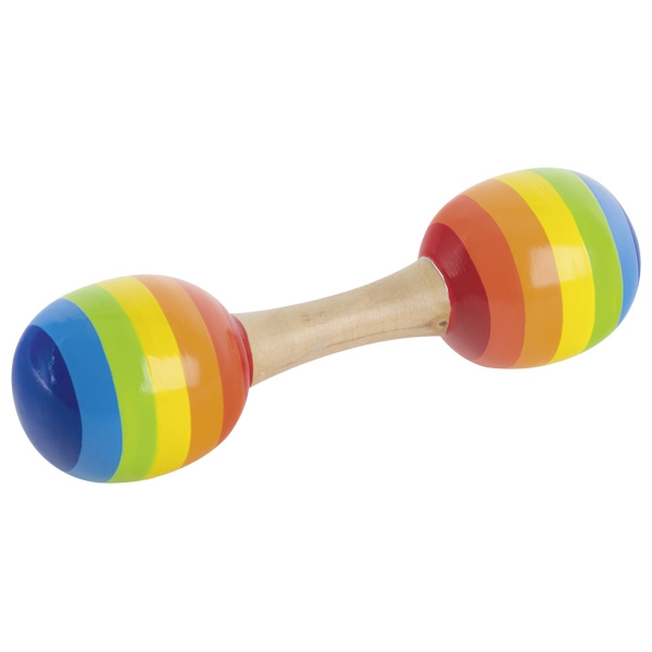 Montessori Doppel-Maracas aus Holz mit Regenbogenstreifen für Kinder