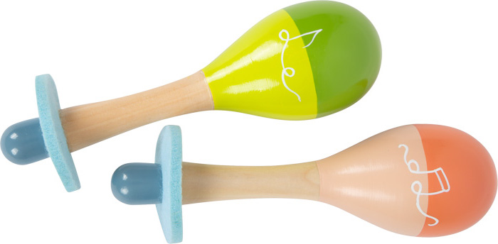 Holz-Maracas mit weißer Note - Musikalisches Sinnesmaterial und Rassel für Babys ab 12 Monaten