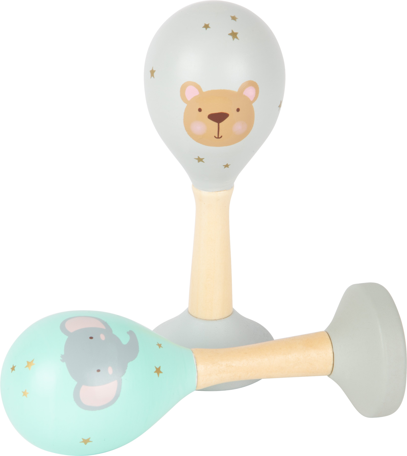 Holz-Maracas Pastell-Kollektion – Montessori Sinnesmaterial und Musikrassel für Babys