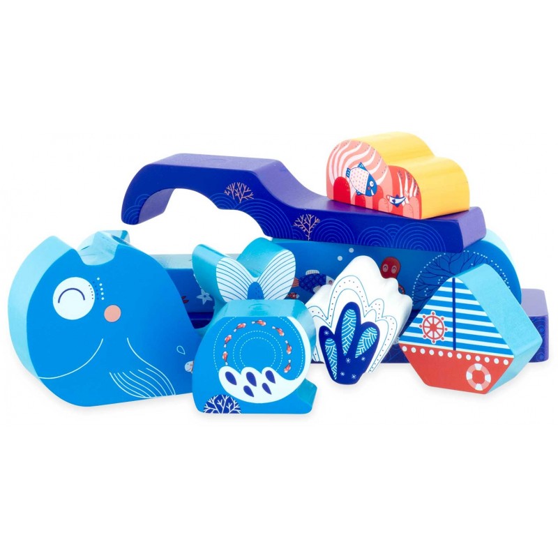 Montessori Magnetpuzzle Unterwasserwelt mit Wal, Segelboot und Meeresbewohnern
