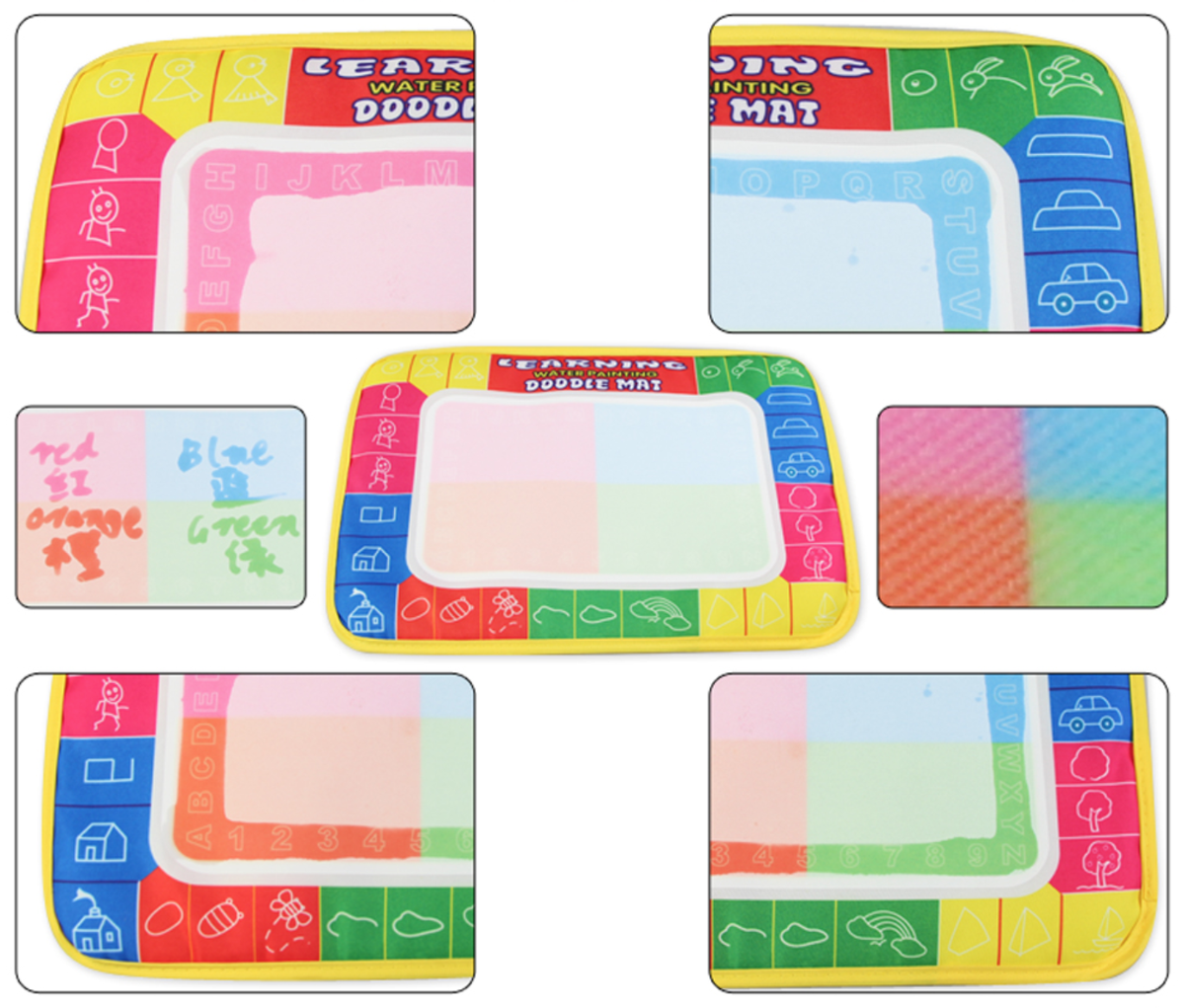 Farben und Zeichnen lernen auf der Montessori Wassermalmatte