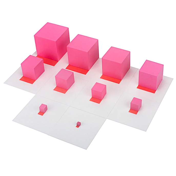 Quadratische Zuordnungskarten für den Montessori Rosa Turm