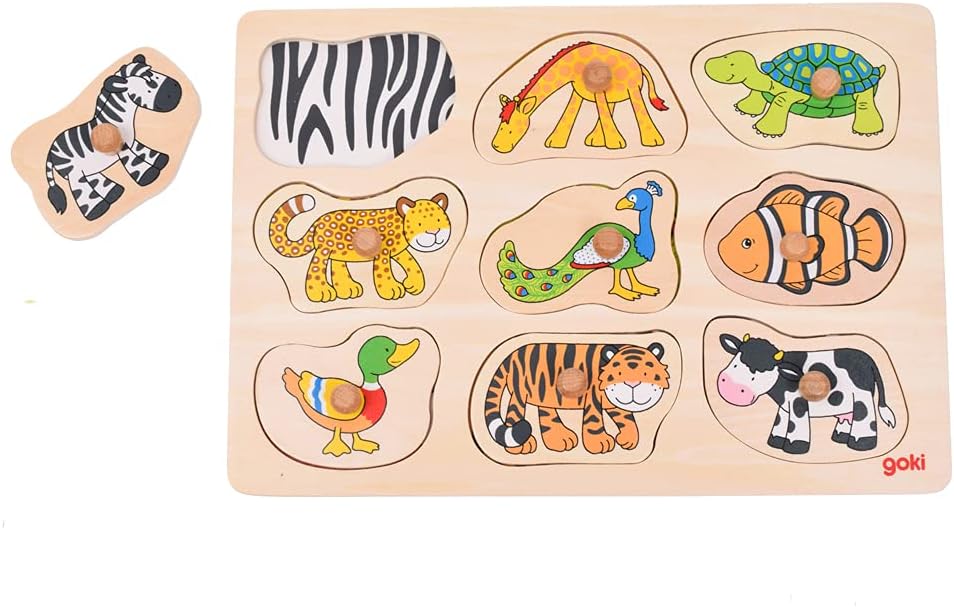 Montessori-Holzpuzzle in Tierform – 9 Tiere mit Knöpfen - Ansicht 3
