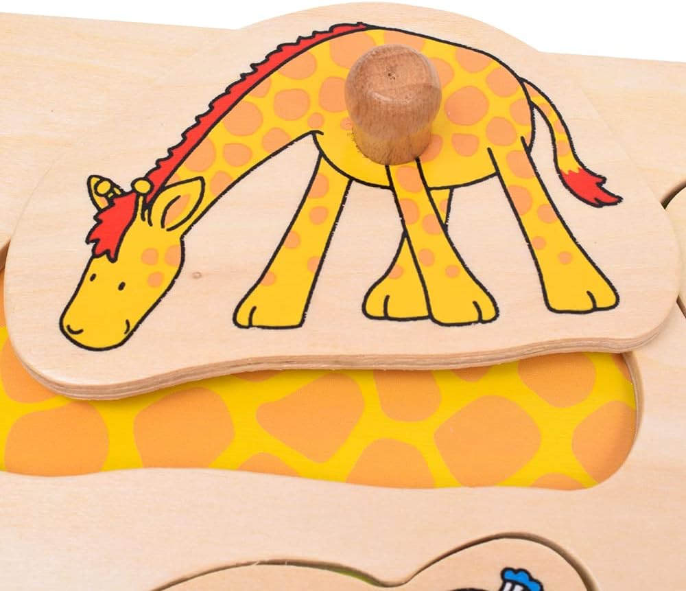 Montessori-Holzpuzzle in Tierform – 9 Tiere mit Knöpfen - Ansicht 5