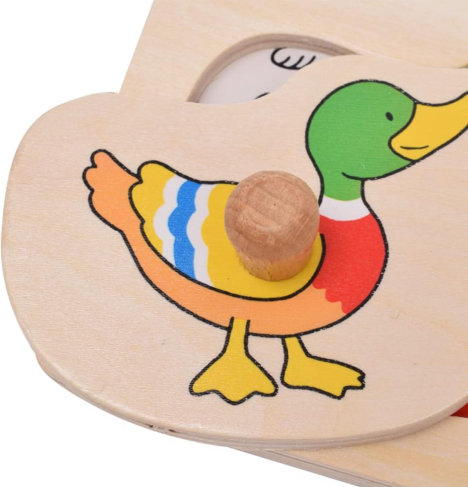 Montessori-Holzpuzzle in Tierform – 9 Tiere mit Knöpfen - Ansicht 6