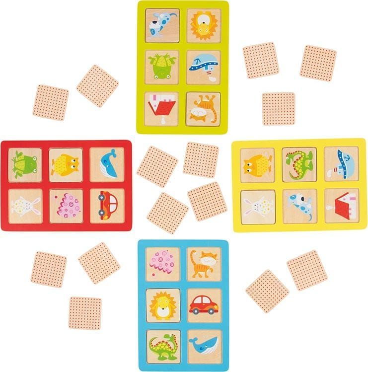 Bilderlotto und Memo aus Holz – Montessori-Spiel mit 28 Teilen