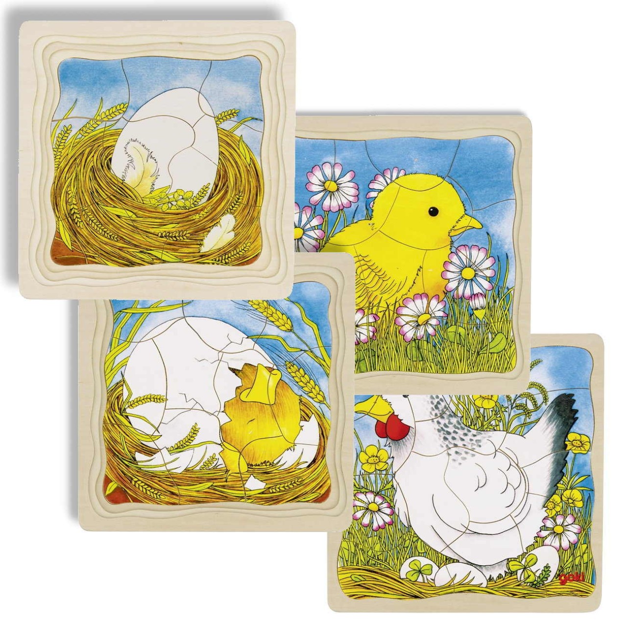 Puzzle Huhn aus Holz – Lebenszyklus vom Ei zum Huhn in 4 Schichten - Ansicht 2